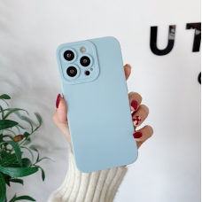 Чехол для iPhone 15 Голубой матовый силикон