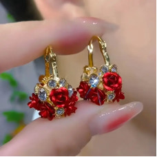 Серьги-обручи с цветными цветами