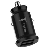 Авто зарядка T-PHOX Charger Set 2.4A Dual+MicroUSB cable 1.2m (Черный)