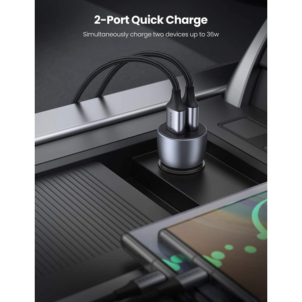 Авто зарядка UGREEN CD213 36W 2xUSB QC 3.0 3A Car Charger (Темно-синій)