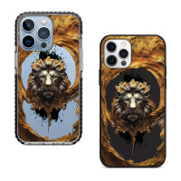 Чехол для iPhone 15 Pro Лев Мрамор Золото