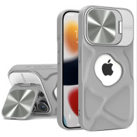 Чехол для iPhone 16 Plus Grey Silicone с защитой камеры и подставкой