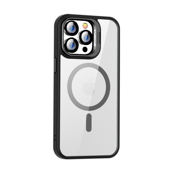 Чехол для iPhone 15 прозрачный с MagSafe и подставкой на камере Чорный