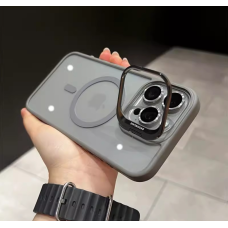 Чехол для iPhone 13 Pro прозрачный с MagSafe и подставкой на камере Серый