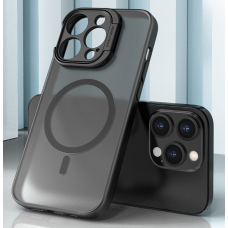 Чехол для iPhone 13 Pro черный матовый MagSafe с подставкой на камере