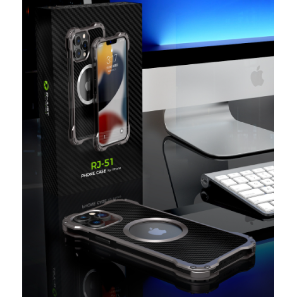 Усиленный карбоно-металлический чехол с MagSafe для iPhone