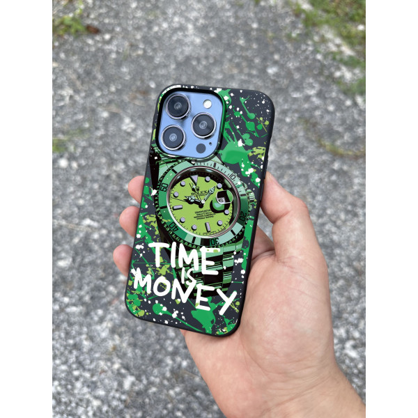 Чехол для iPhone 15 Time is Money Green