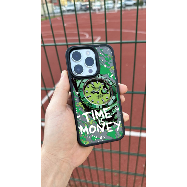 Чехол для iPhone 15 Time is Money Green