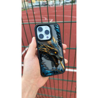 Чохол для iPhone 15 Dragon Blue Gold