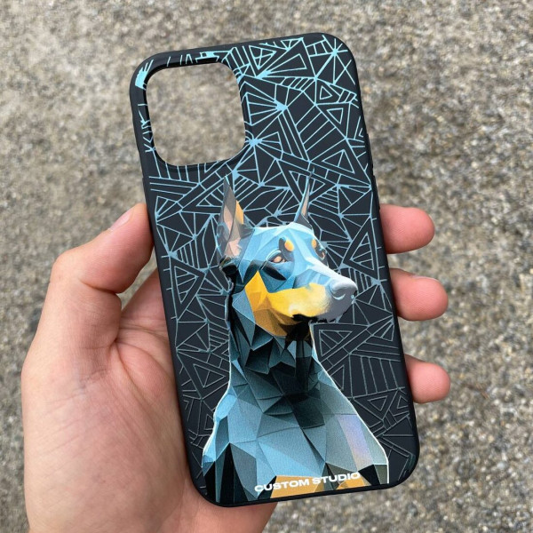 Чехол для iPhone 13 Geometric Доберман