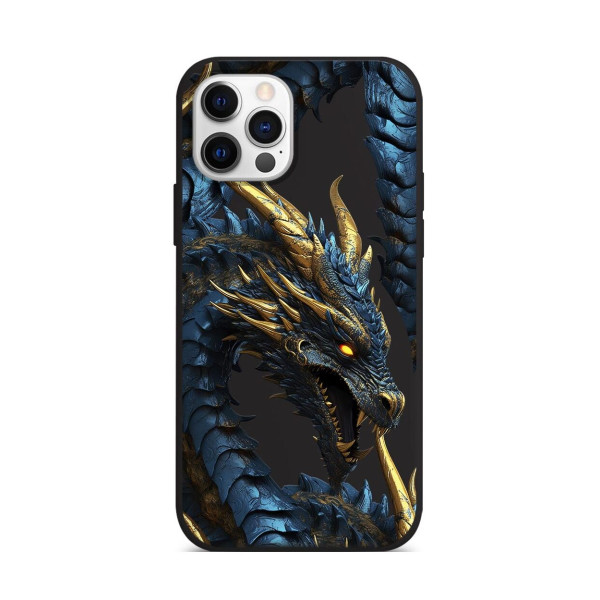 Чехол для iPhone 15 Dragon Blue Gold