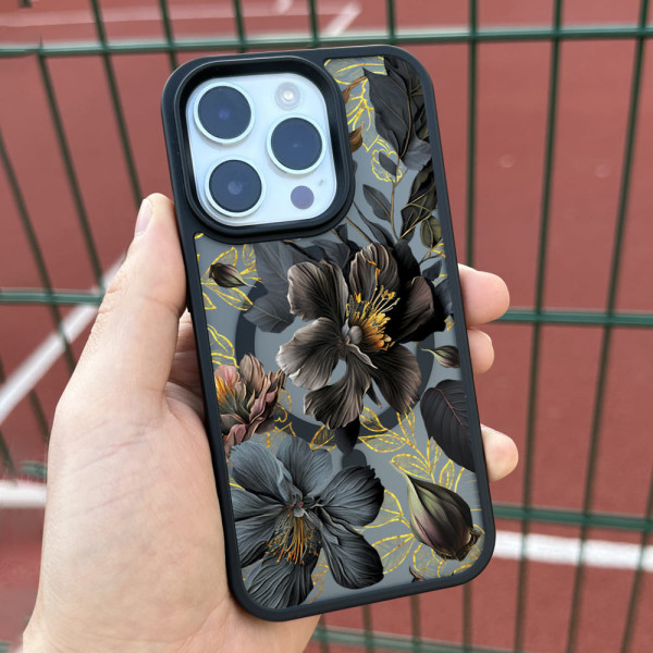 Чехол для iPhone 15 Черные Цветы