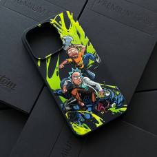 Чехол для iPhone 15 Pro Черный силикон с MagSafe - Рік і Морті Сокира