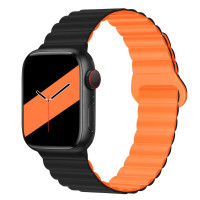 Ремешок Double для Apple Watch Silicone Magnetic Series Черно-оранжевый