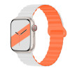 Ремінець Double для Apple Watch Silicone Magnetic Series Біло-Помаранчевий