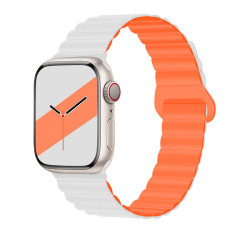 Ремінець Double для Apple Watch Silicone Magnetic Series Біло-Помаранчевий