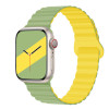 Ремінець Double для Apple Watch Silicone Magnetic Series Зелено-Жовтий