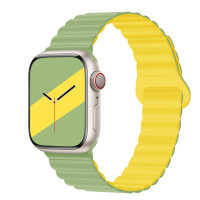 Ремінець Double для Apple Watch Silicone Magnetic Series Зелено-Жовтий