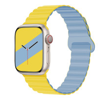 Ремінець Double для Apple Watch Silicone Magnetic Series Жовто-Голубий