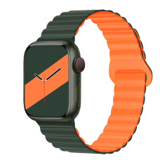 Ремешок Double для Apple Watch Silicone Magnetic Series Зелено-Оранжевый