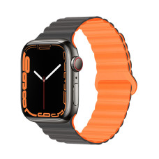 Ремінець Double для Apple Watch Silicone Magnetic Series Сіро-Помаранчевий