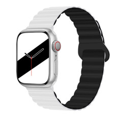 Ремешок Double для Apple Watch Silicone Magnetic Series Бело-Черный