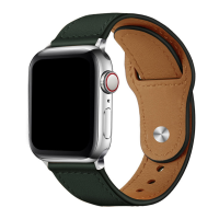 Ремінець Comfort Leather Apple Watch Темно-Зелений