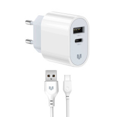 Сетевое зарядное устройство MadeInFuture MFS12 12W A+C + кабель USB-A to USB-C White