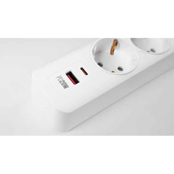 Мережевий фільтр-подовжувач ArmorStandart A-PS42 1.8m 4 розетки + USB-A + USB-C (PD20W) White