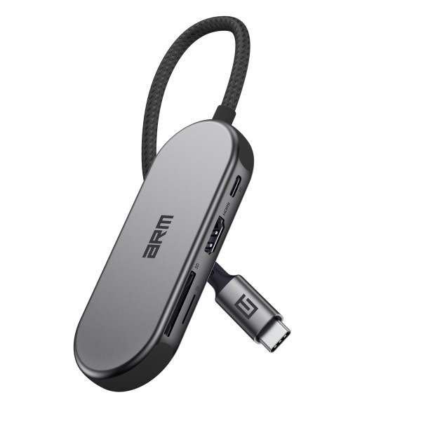 Хаб USB-C ArmorStandart Type-C to HD4K+LAN+PD+2USB+TF/SDcard Grey